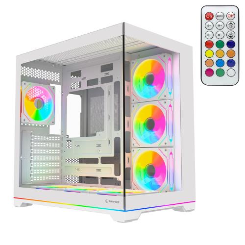 Rampage KAIZER Kumandalı 7*12cm ARGB Fan+Kontrolcü PWM Fanlı ATX/M-ATX Beyaz Oyuncu Kasası PSU YOK 